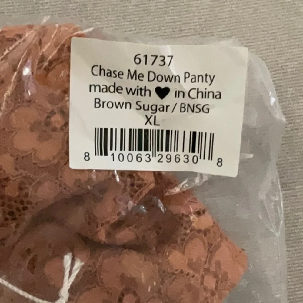 NEW We Are HAH Brown Sugar Chase Me Down Lace Cheeky Panty Size XLarge